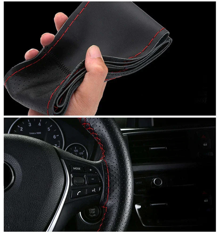 Cowhide Leather Steering Wheel Cover for 37-39cm - Image 14