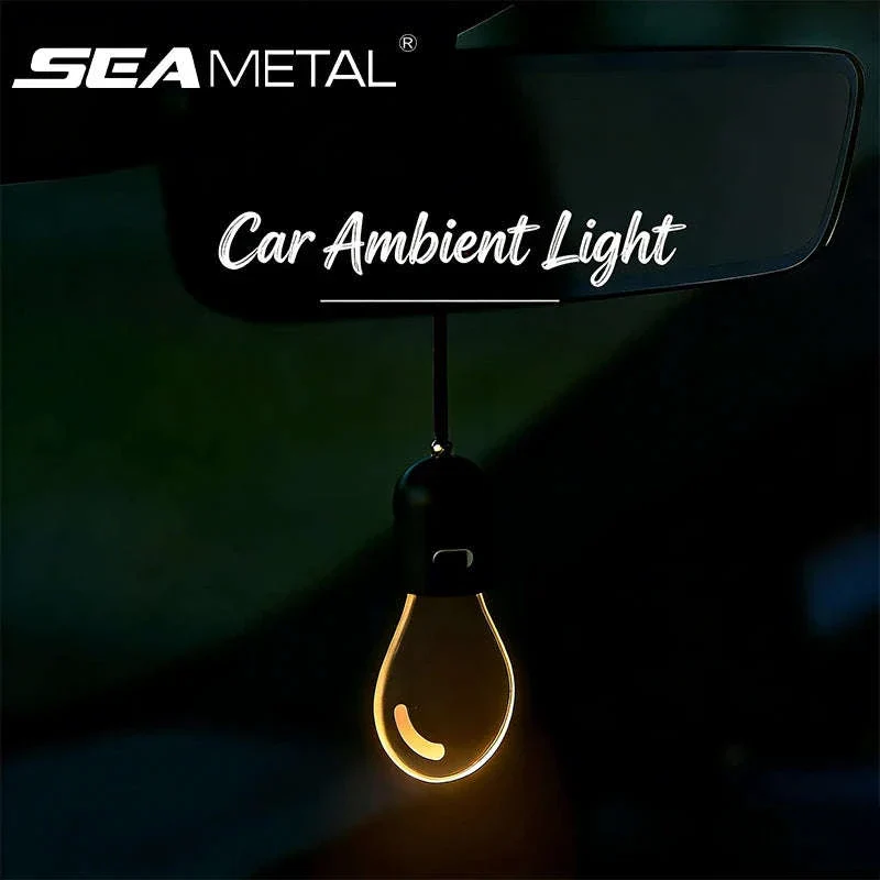 Elegant Bulb Light Car Pendant Mirror Hanging Soft Glow LED Ambient Light Decoration