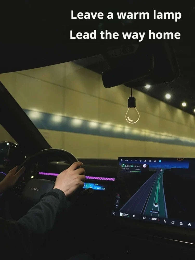 Elegant Bulb Light Car Pendant Mirror Hanging Soft Glow LED Ambient Light Decoration - Image 18