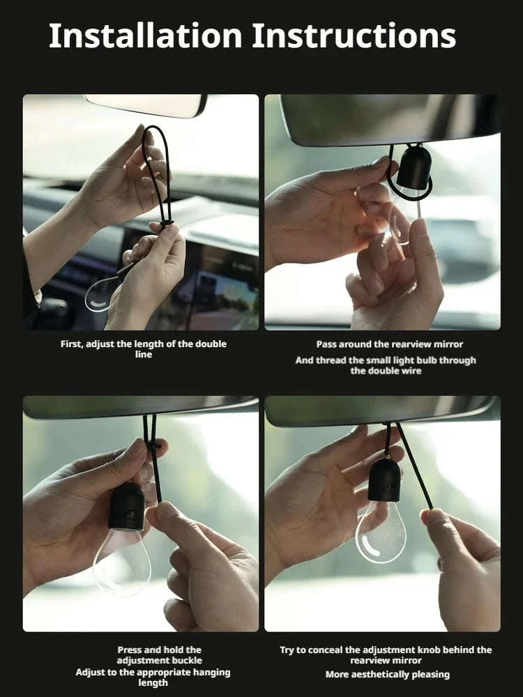 Elegant Bulb Light Car Pendant Mirror Hanging Soft Glow LED Ambient Light Decoration - Image 8