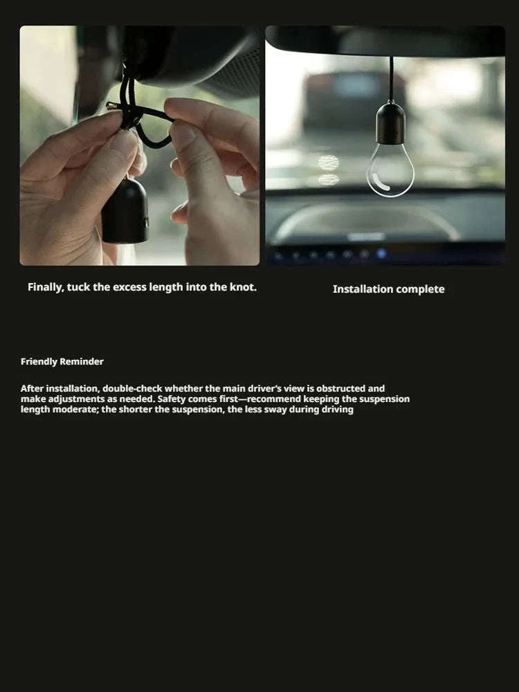 Elegant Bulb Light Car Pendant Mirror Hanging Soft Glow LED Ambient Light Decoration - Image 9