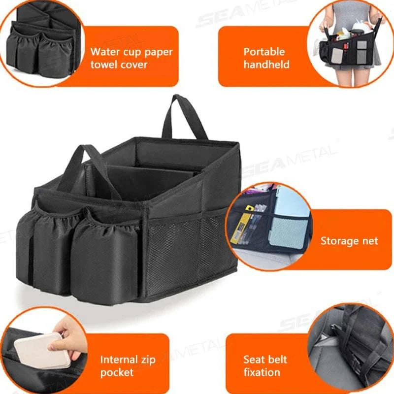 Foldable Car Seat Organizer Multi-Pocket Large Capacity Storage Bag Waterproof Oxford Cloth - Image 3