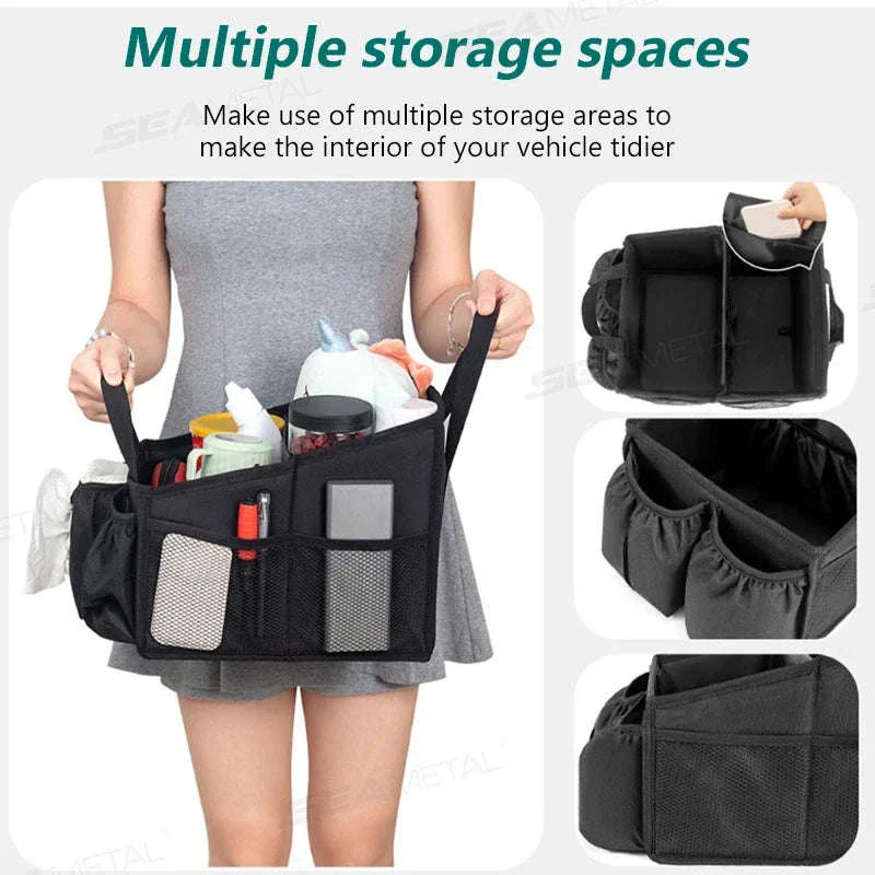 Foldable Car Seat Organizer Multi-Pocket Large Capacity Storage Bag Waterproof Oxford Cloth - Image 4