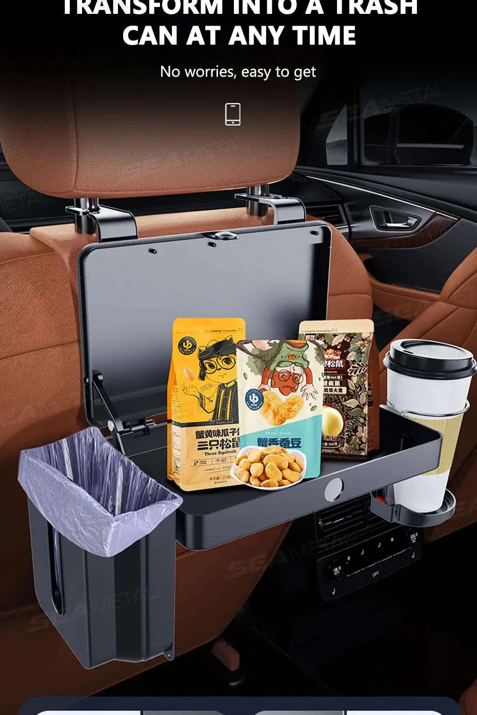 Foldable Car Seat Tray Table with Drink Holder - Image 12