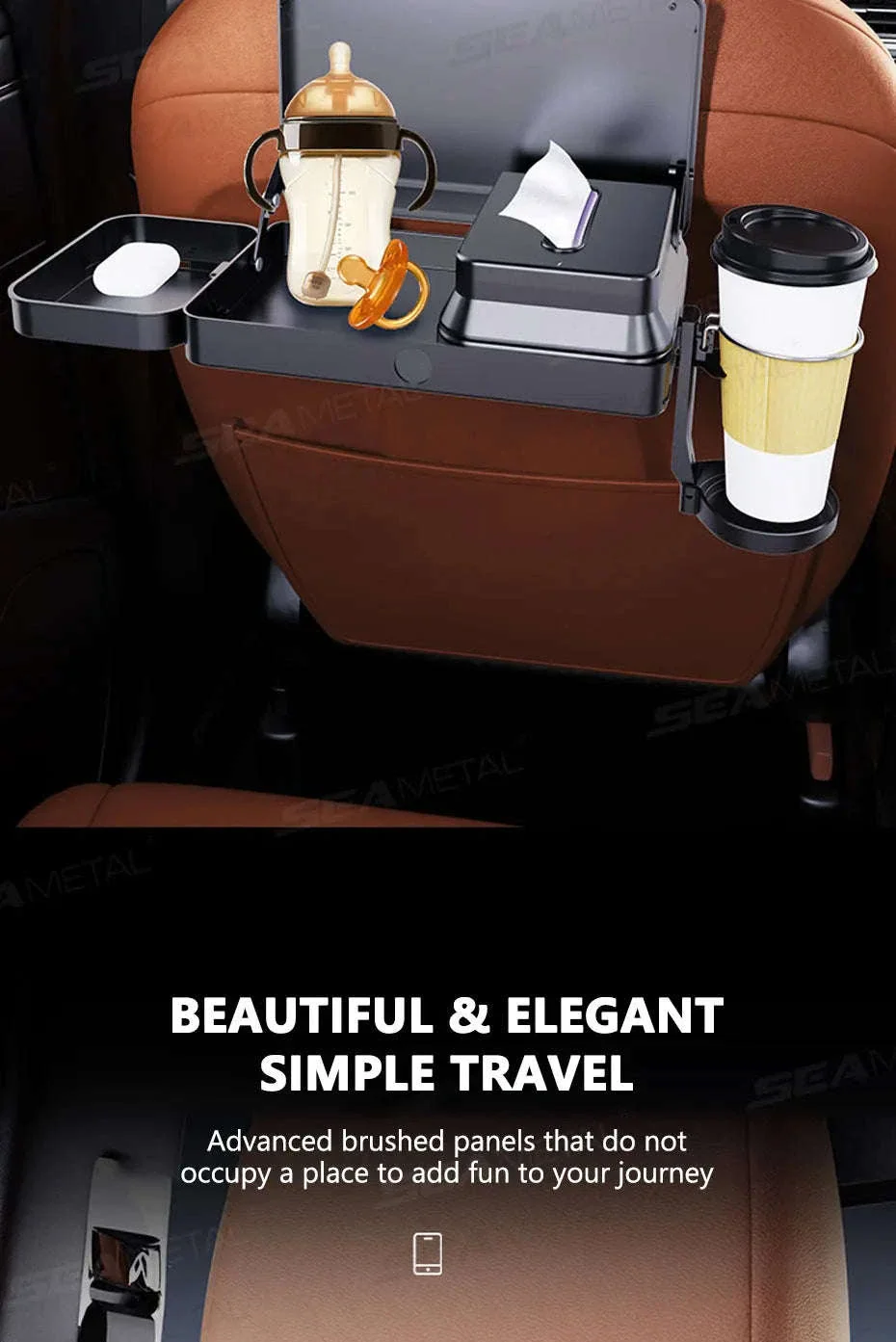 Foldable Car Seat Tray Table with Drink Holder - Image 14
