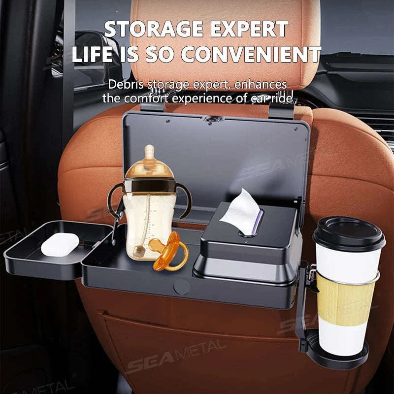 Foldable Car Seat Tray Table with Drink Holder - Image 3