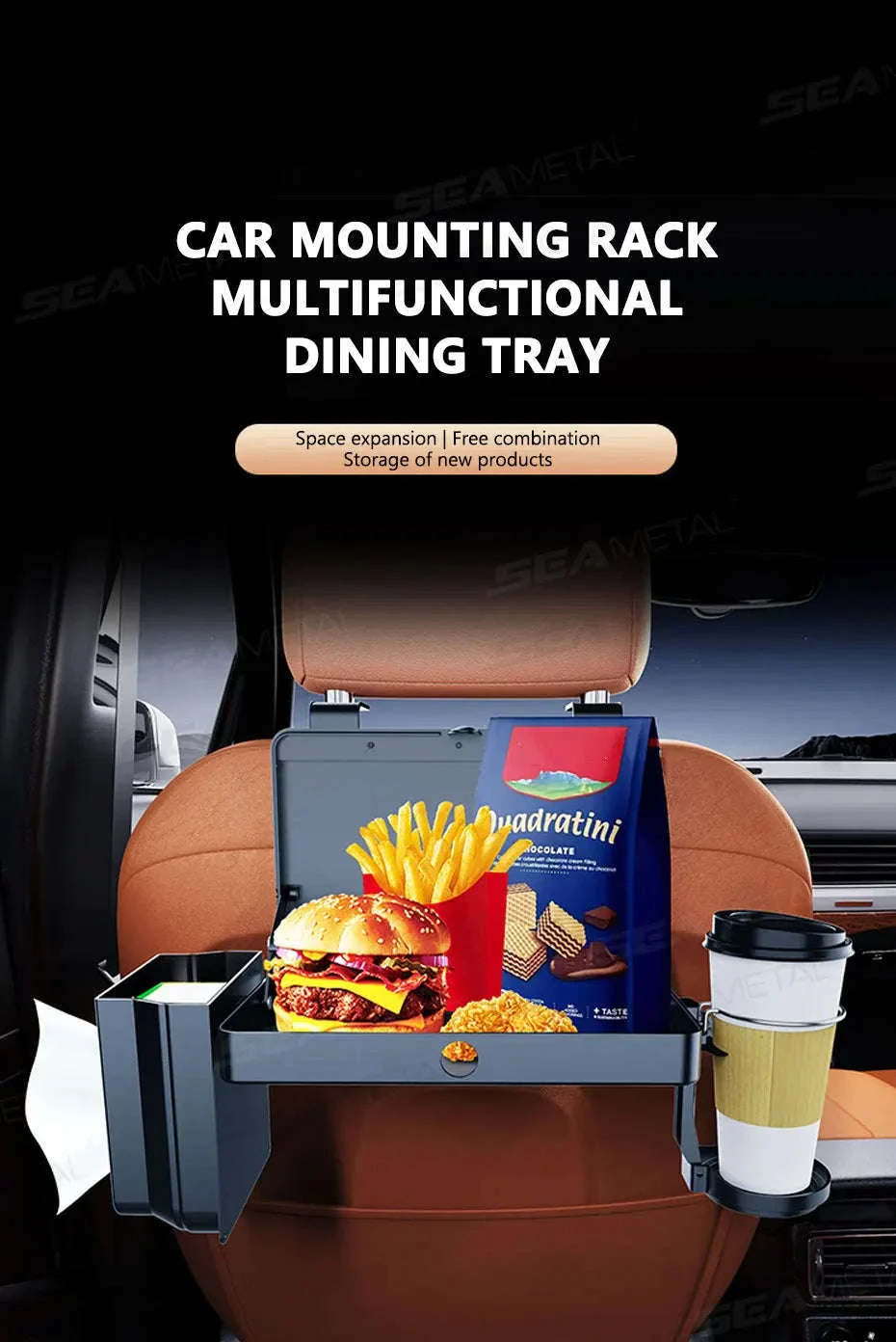 Foldable Car Seat Tray Table with Drink Holder - Image 7
