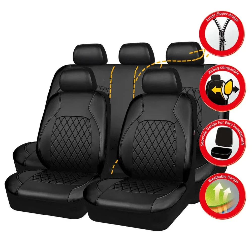 Full Surround Car Seat Cover Breathable Leatherette Seat Protector - Image 12