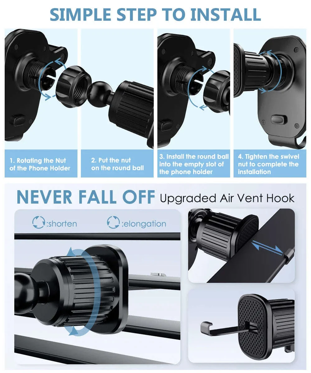 Gravity Car Phone Holder Air Vent Hook Mount 360-Degree Rotation - Image 20