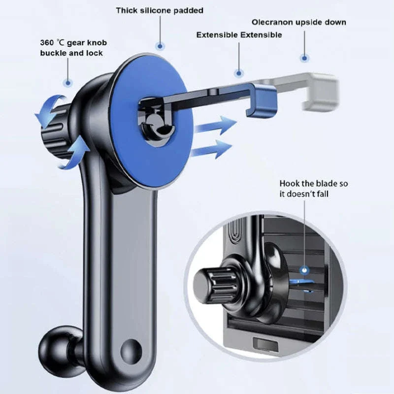Gravity Car Phone Holder Air Vent Telescopic 360-Degree Mount - Image 5