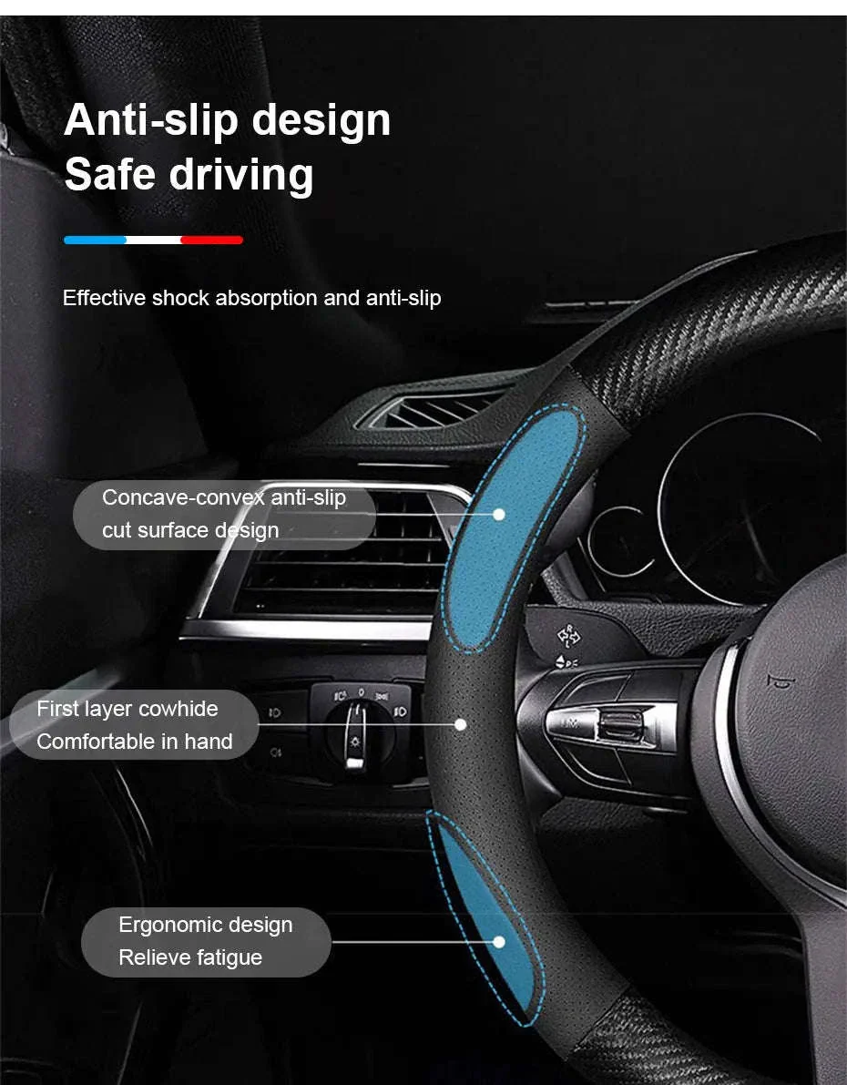 Heavy Duty Full-Wrapped Steering Wheel Cover 38cm Universal - Image 12
