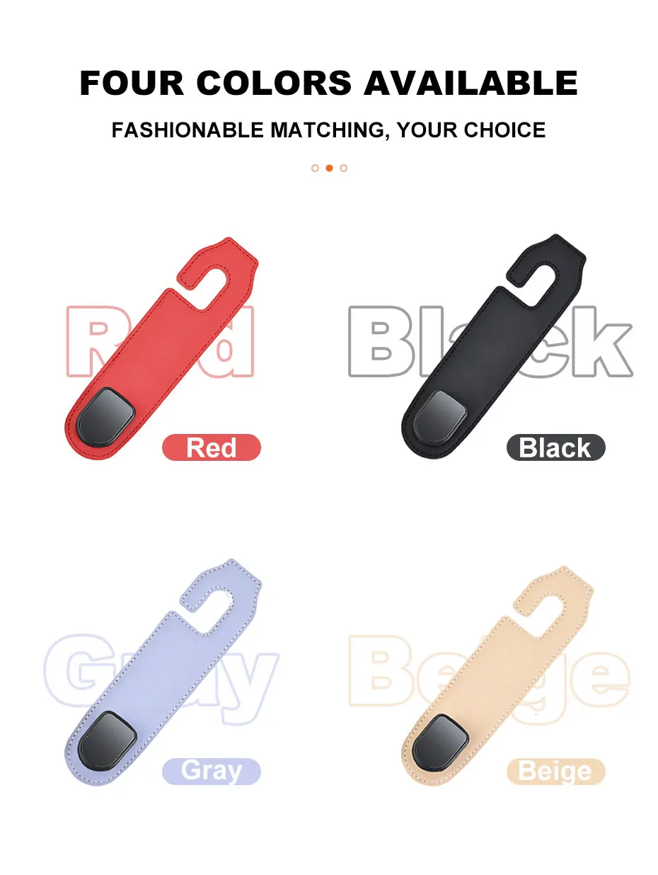 Hidden Car Back Seat Hook with Leather Cover - Image 13
