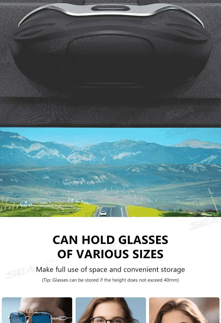 Large Car Glasses Holder Clip on Sun Visor Anti Scratch Flocking Layer - Image 11