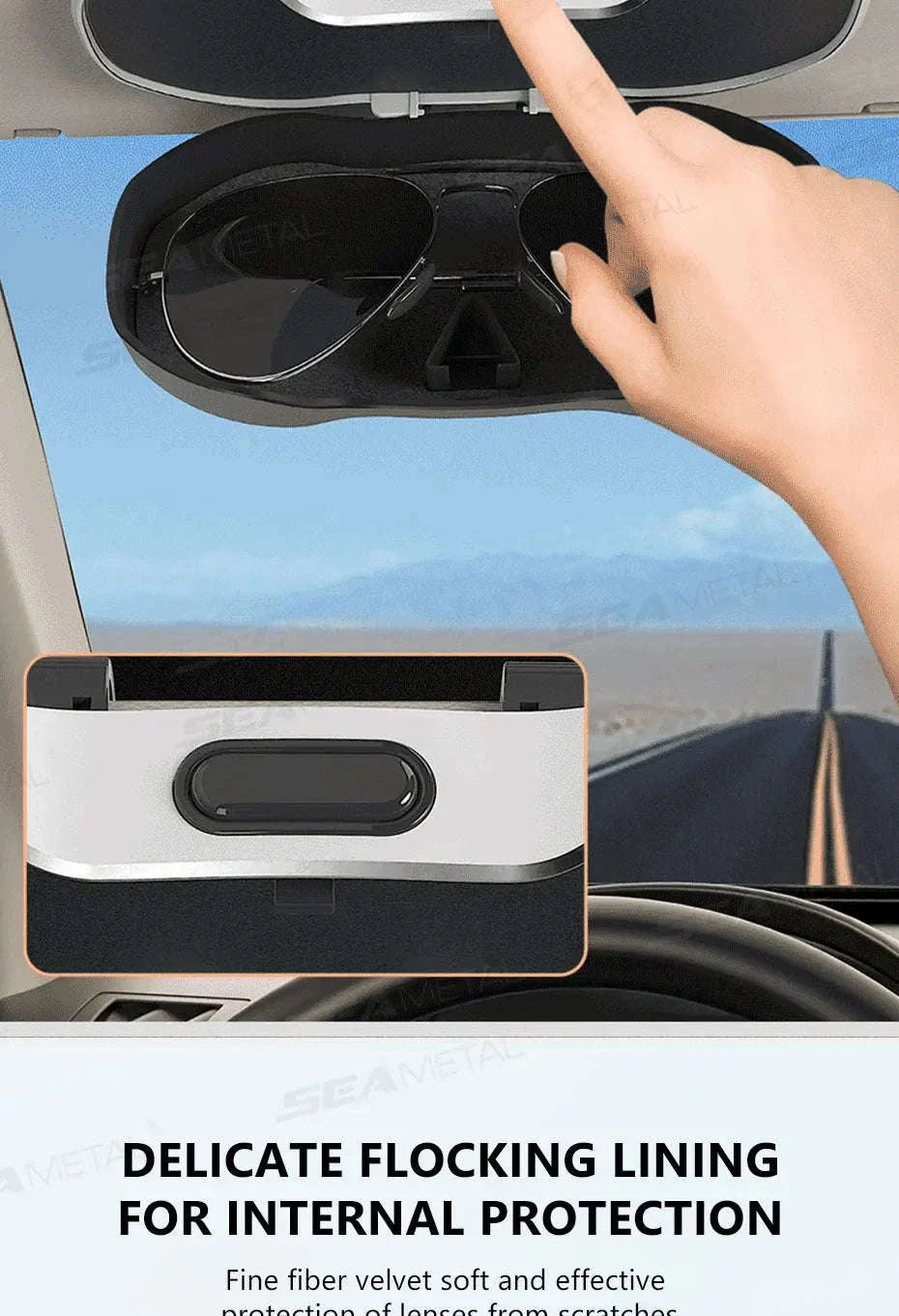 Large Car Glasses Holder Clip on Sun Visor Anti Scratch Flocking Layer - Image 14