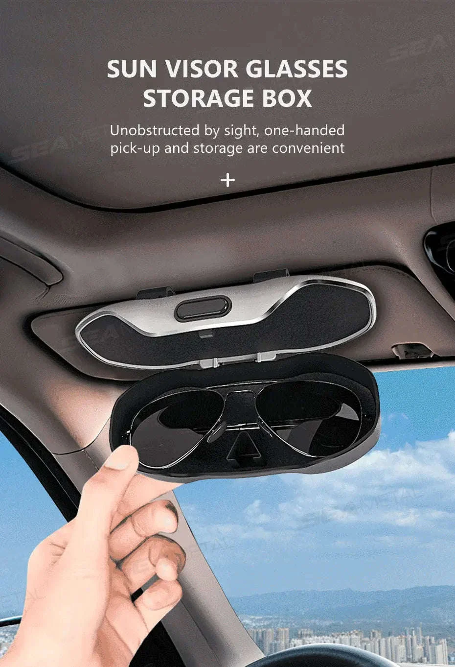Large Car Glasses Holder Clip on Sun Visor Anti Scratch Flocking Layer - Image 7