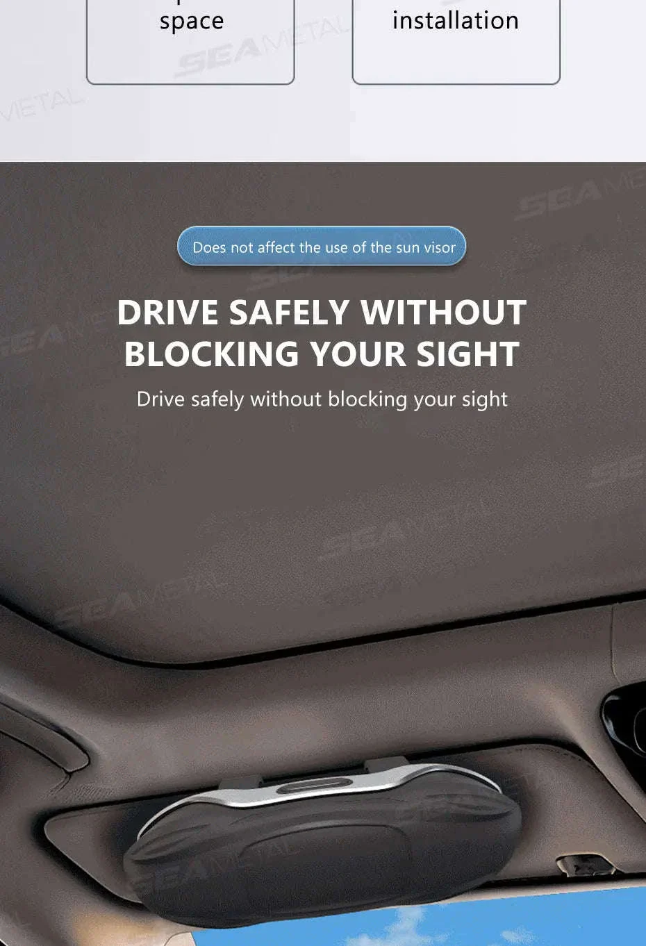 Large Car Glasses Holder Clip on Sun Visor Anti Scratch Flocking Layer - Image 9