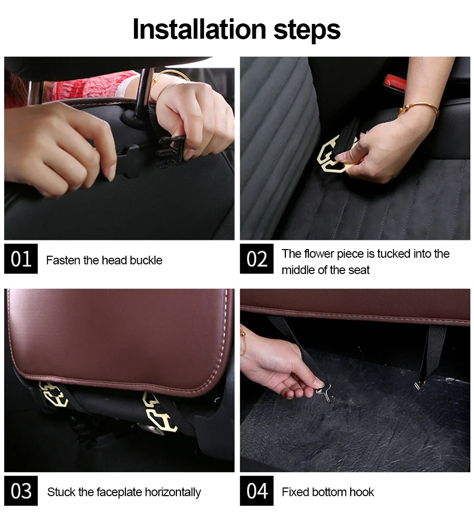 Leather Car Seat Back Protector with Storage Pocket - Image 13