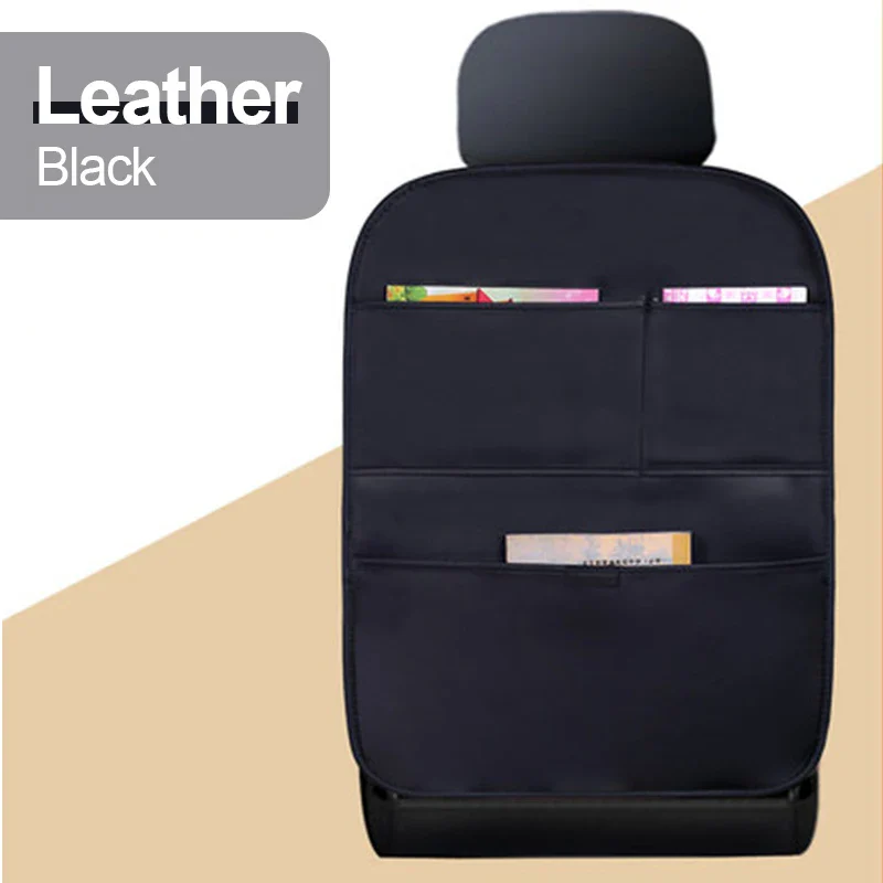 Leather Car Seat Back Protector with Storage Pocket - Image 17