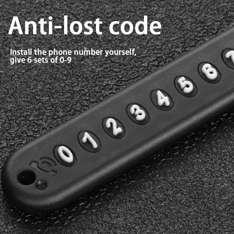Car Key Ring with Phone Number Plate and Braided Rope - Image 3