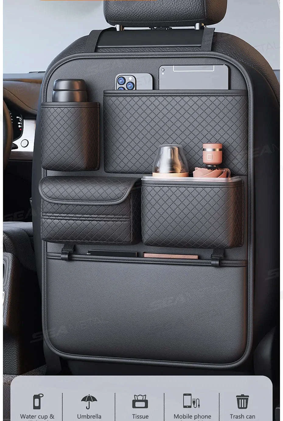 Luxury Car Seat Back Storage Bag Multifunction Backseat Organizer - Image 10