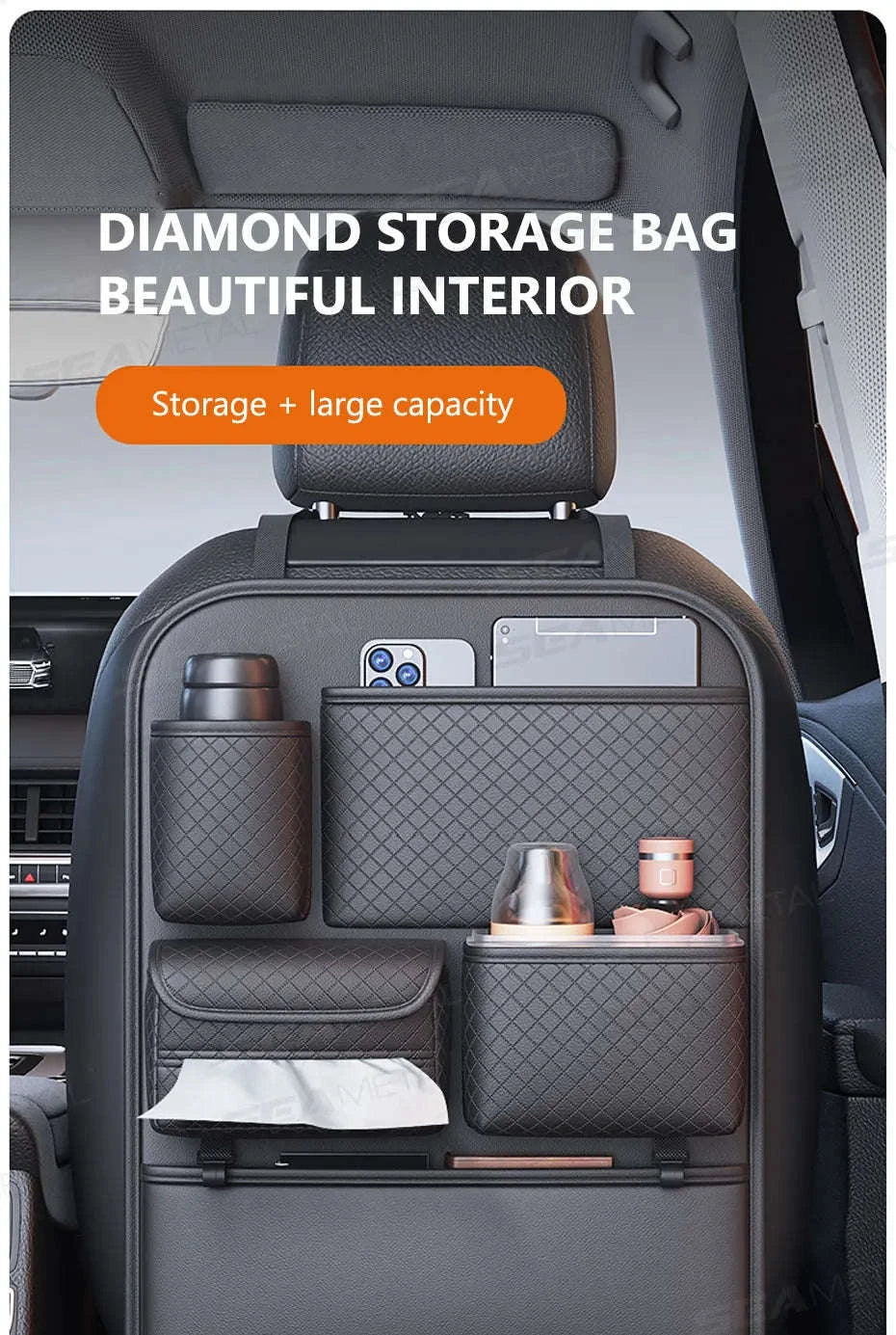Luxury Car Seat Back Storage Bag Multifunction Backseat Organizer - Image 7