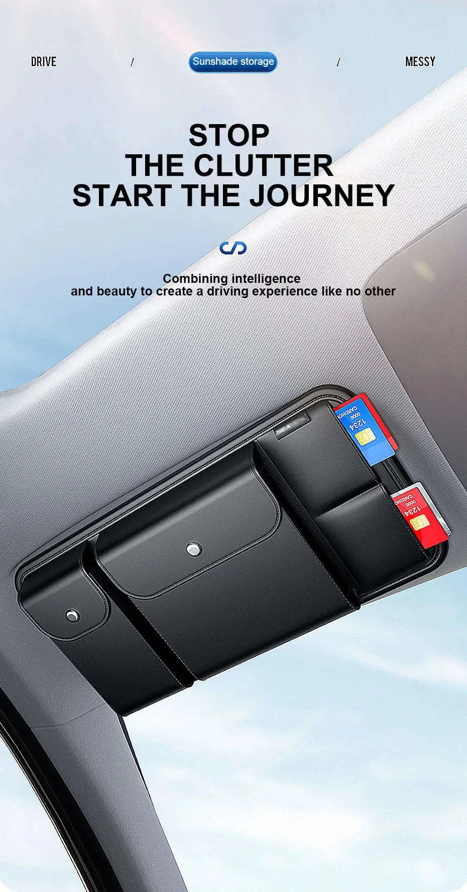 Luxury Car Sun Visor Organizer Multi-Pocket Storage Bag - Image 9