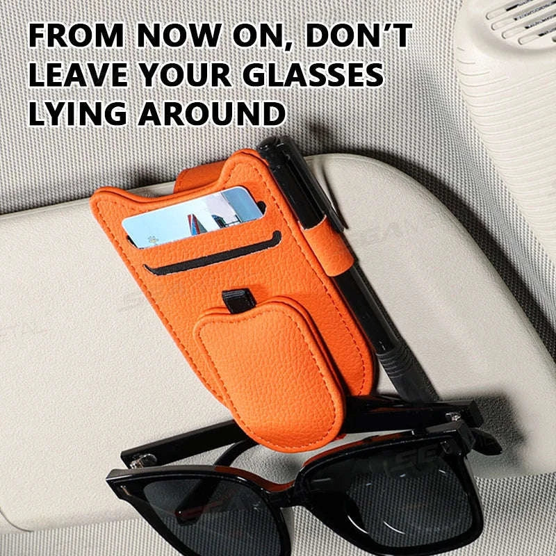 Luxury Car Visor Glasses Clip with Card Holder - Image 2