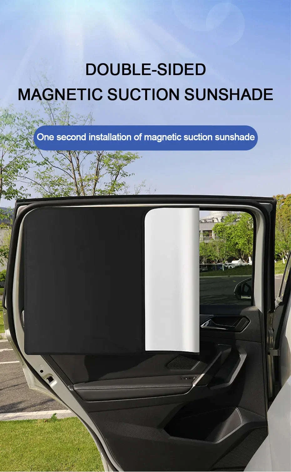 Magnetic Car Side Window Curtain 2Pcs Privacy Sun Shade - Image 9