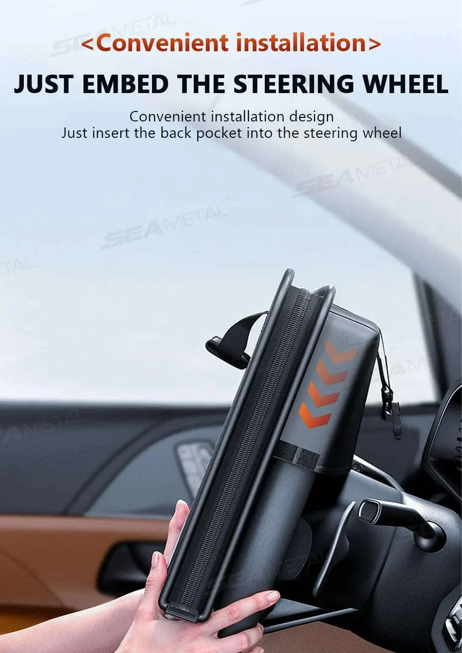 Portable Steering Wheel Foldable Tray with Multi-Pocket Storage - Image 11