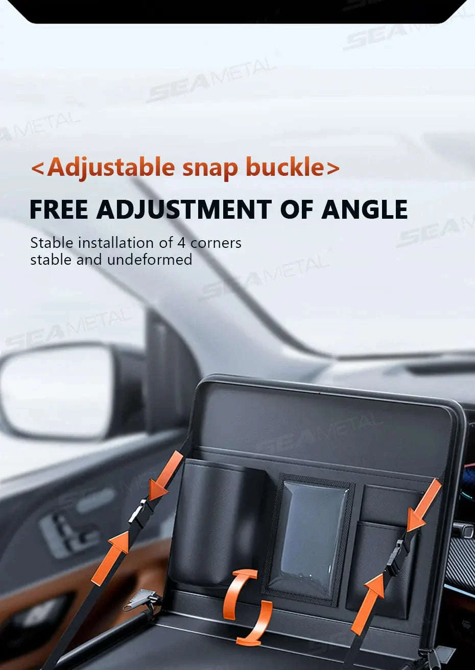 Portable Steering Wheel Foldable Tray with Multi-Pocket Storage - Image 15