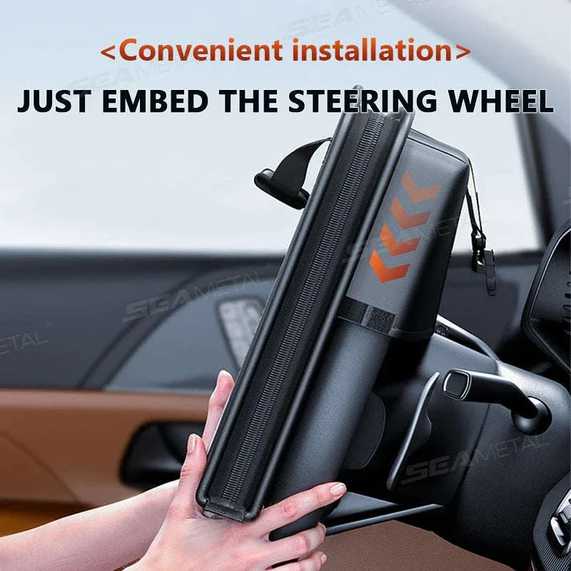 Portable Steering Wheel Foldable Tray with Multi-Pocket Storage - Image 2