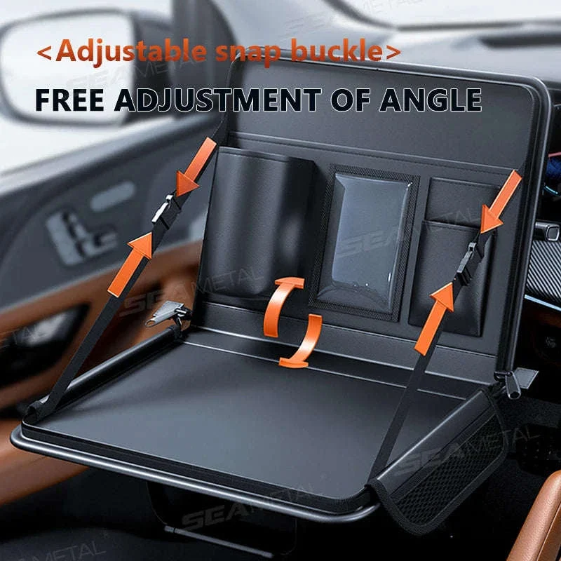 Portable Steering Wheel Foldable Tray with Multi-Pocket Storage - Image 4