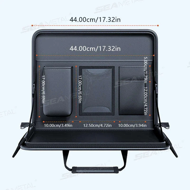 Portable Steering Wheel Foldable Tray with Multi-Pocket Storage - Image 5