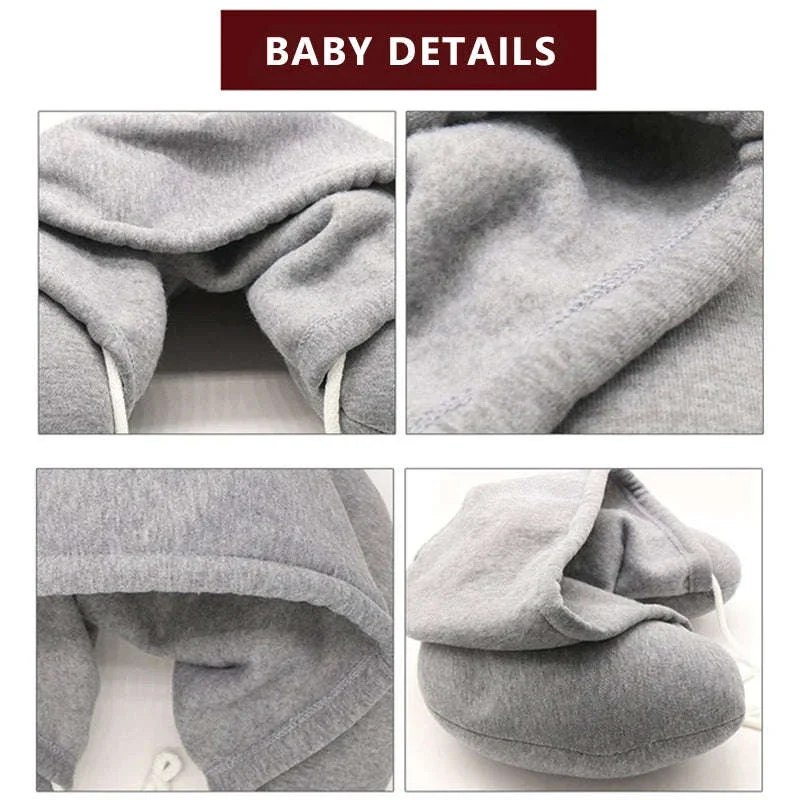 Portable U-Shape Travel Neck Pillow with Hood - Image 4