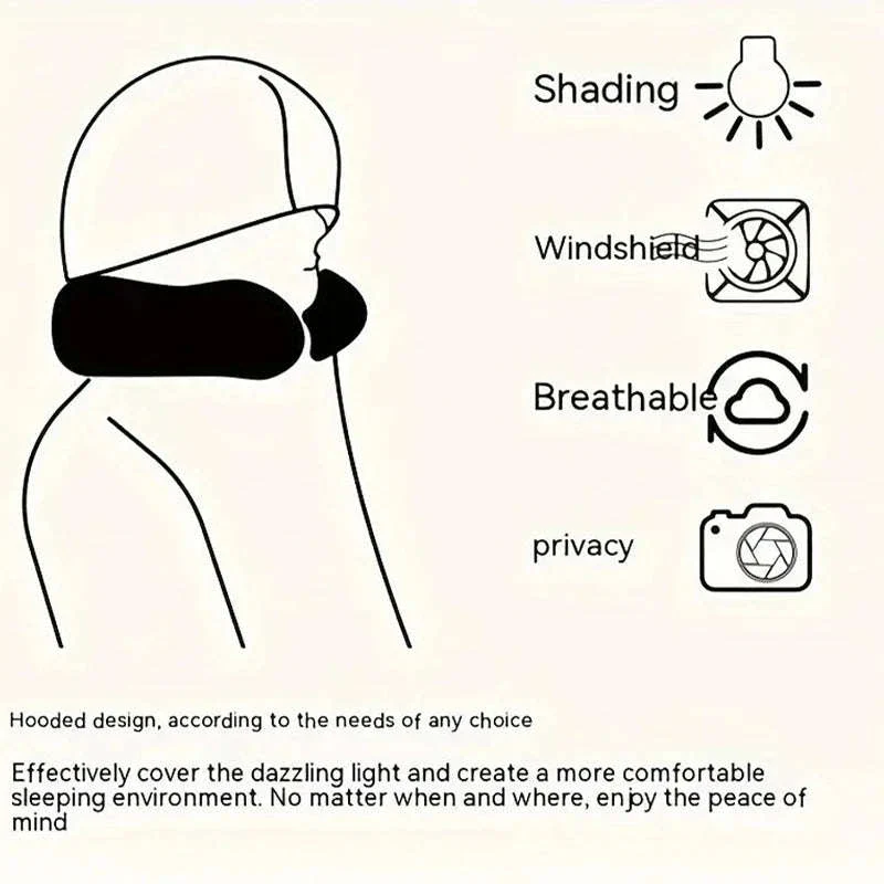Portable U-Shape Travel Neck Pillow with Hood - Image 6
