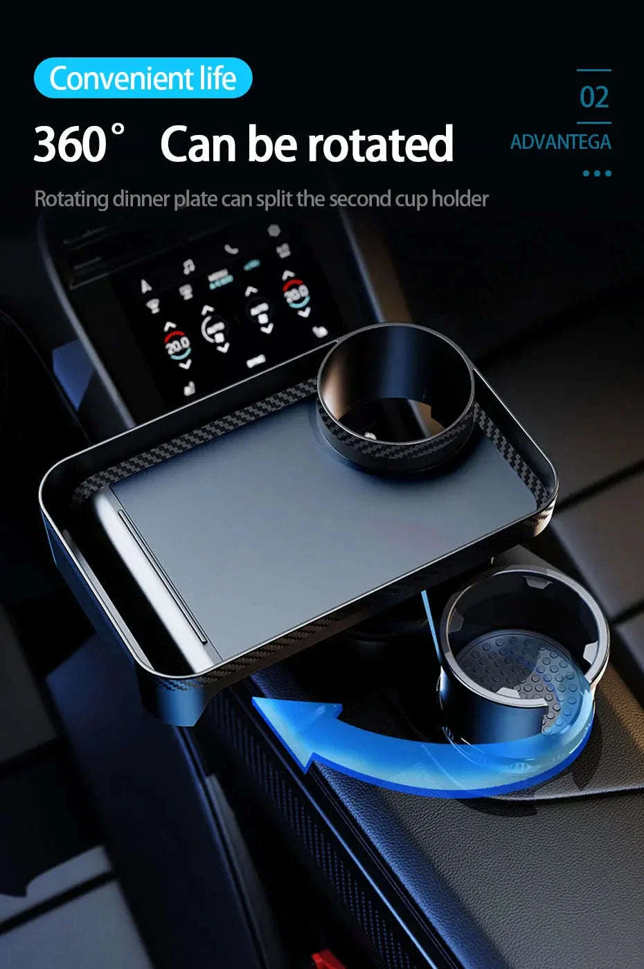 Premium Car Cup Holder Expander with Tray - Image 10
