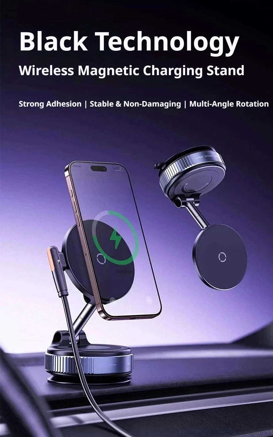 Strong Magnetic Car Phone Holder with Wireless Charging - Image 7