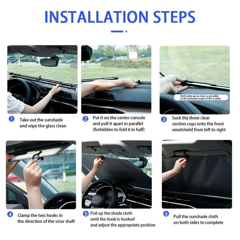 Telescopic Car Windshield Sun Shade Curtain 72cm-140cm Adjustable - Image 6