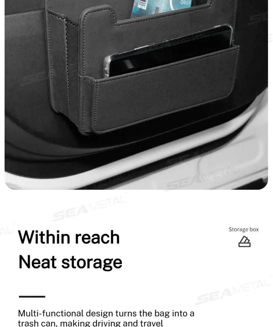 Tiny Car Trash Can with Pocket, Waterproof PU Leather - Image 10