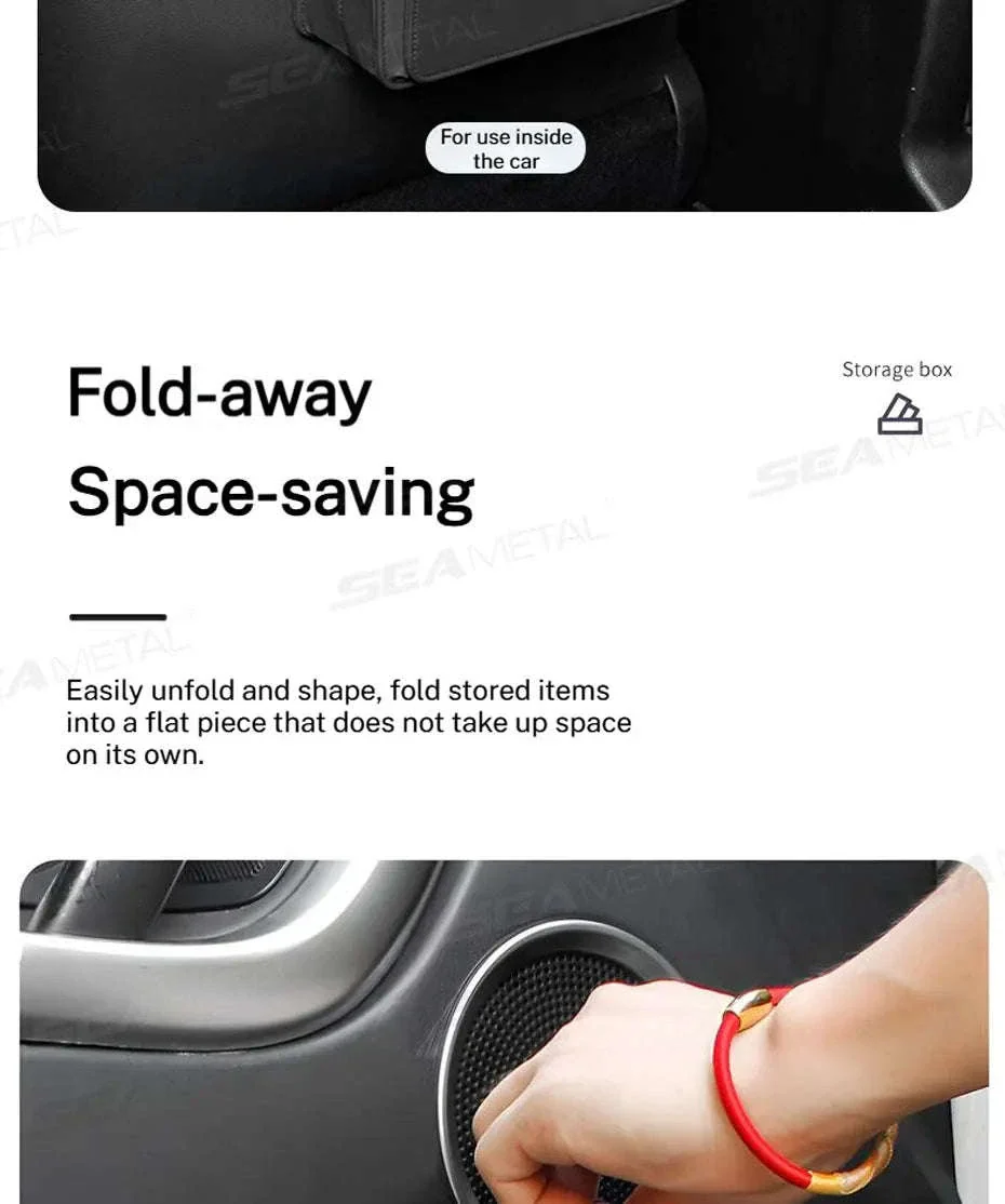 Tiny Car Trash Can with Pocket, Waterproof PU Leather - Image 12