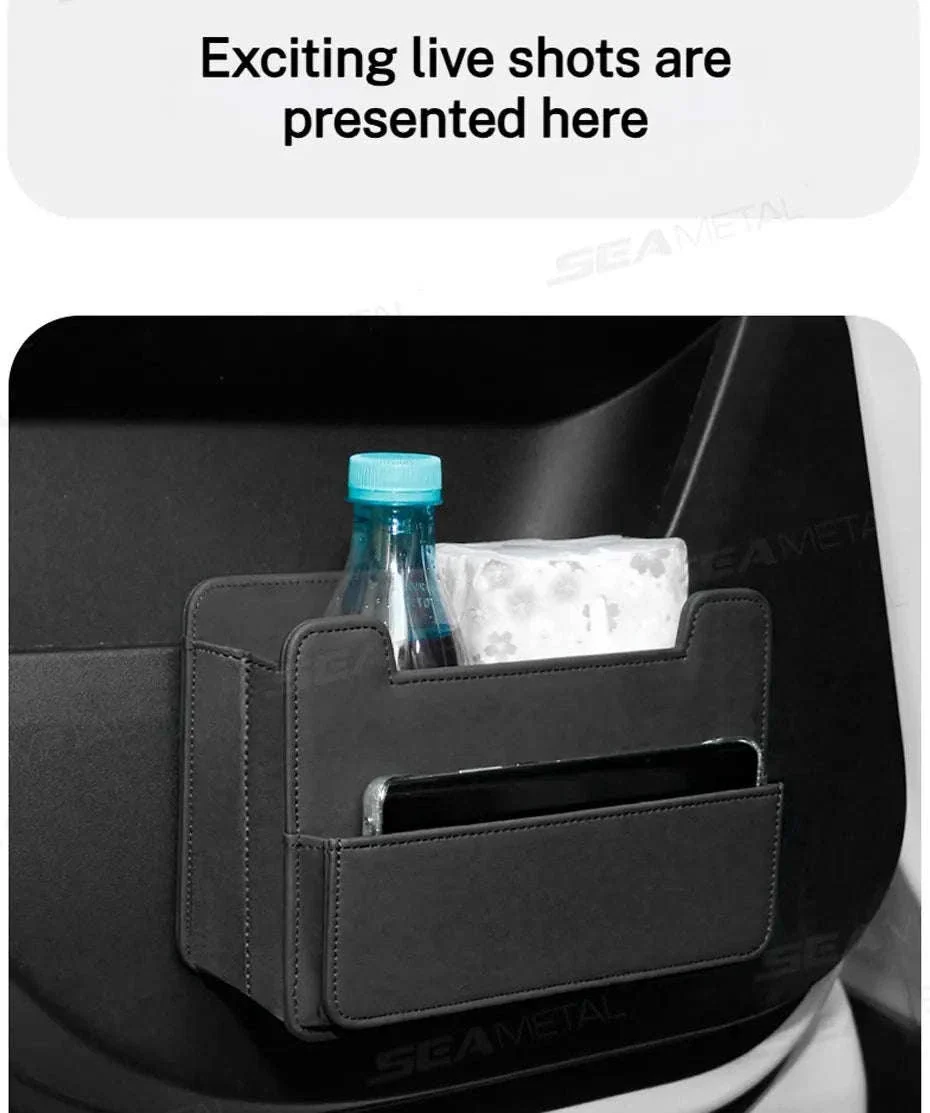 Tiny Car Trash Can with Pocket, Waterproof PU Leather - Image 20