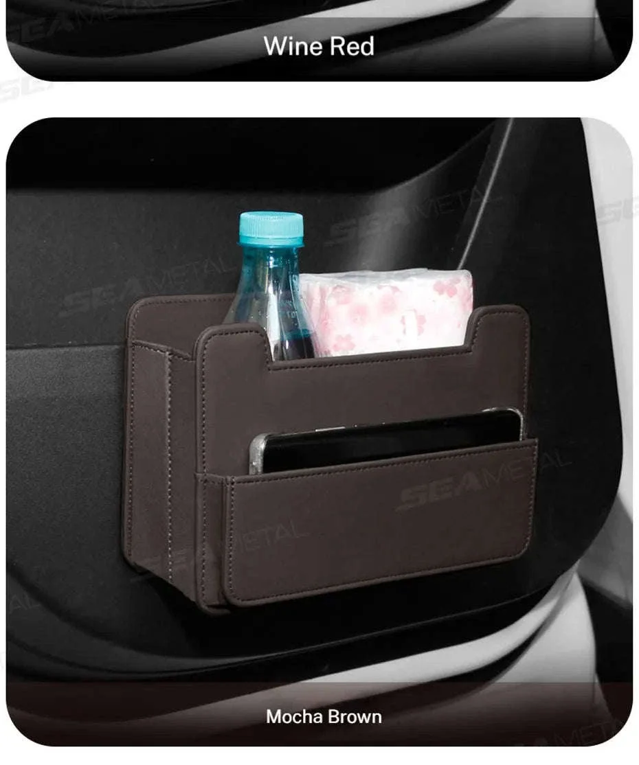 Tiny Car Trash Can with Pocket, Waterproof PU Leather - Image 21