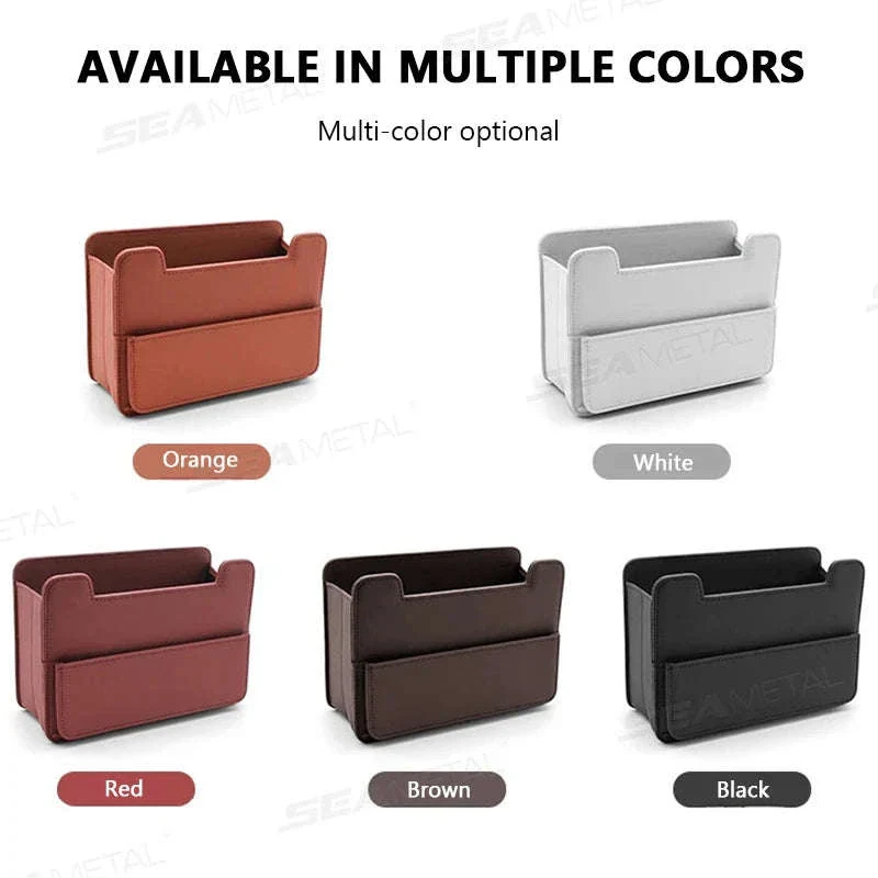 Tiny Car Trash Can with Pocket, Waterproof PU Leather - Image 5
