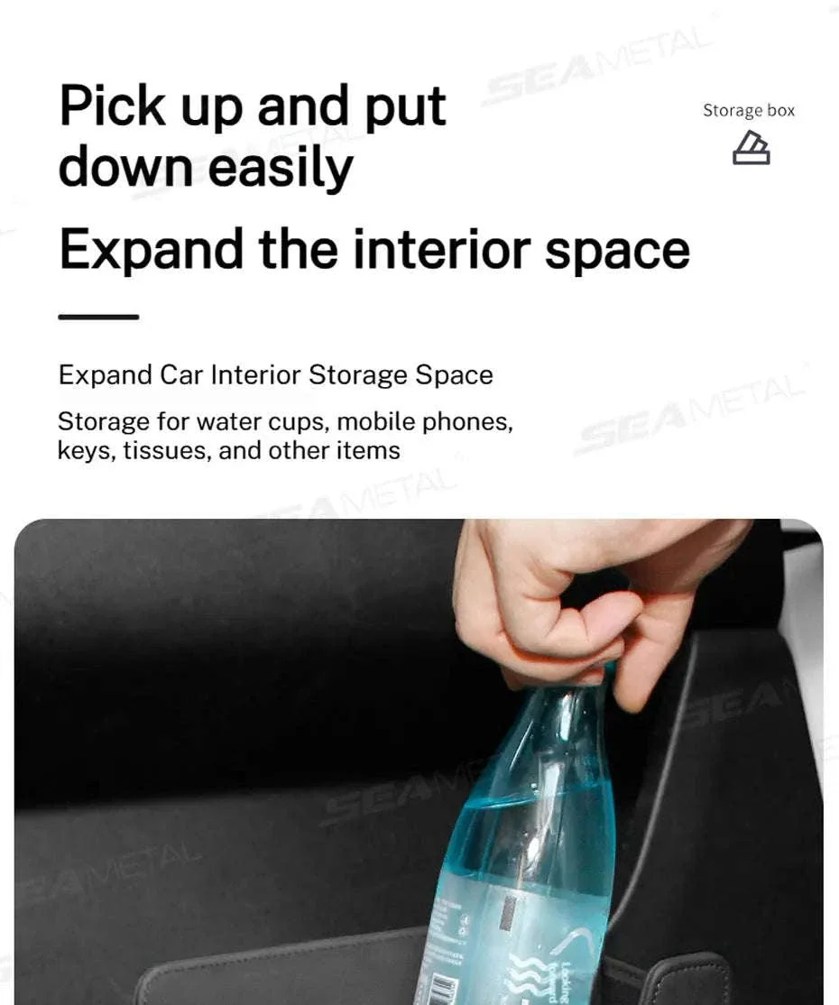 Tiny Car Trash Can with Pocket, Waterproof PU Leather - Image 9