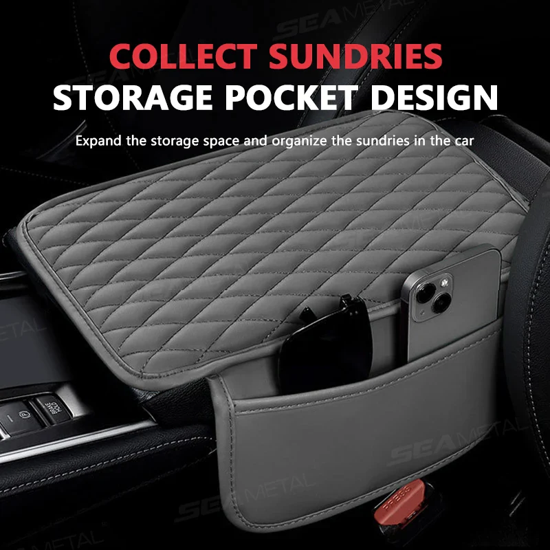 Universal Car Armrest Box Cover with Storage Pockets - Image 2