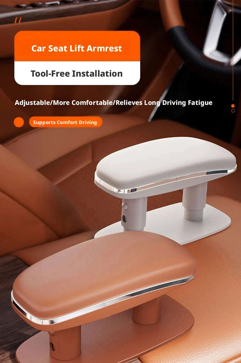 Universal Car Door Armrest Pad Adjustable Height PU Leather - Image 7