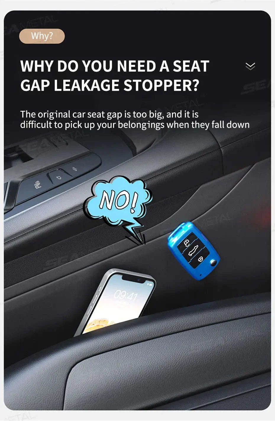Upgraded Car Seat Gap Filler 2 Pcs Center Console Side Crevice Filler Strip - Image 10