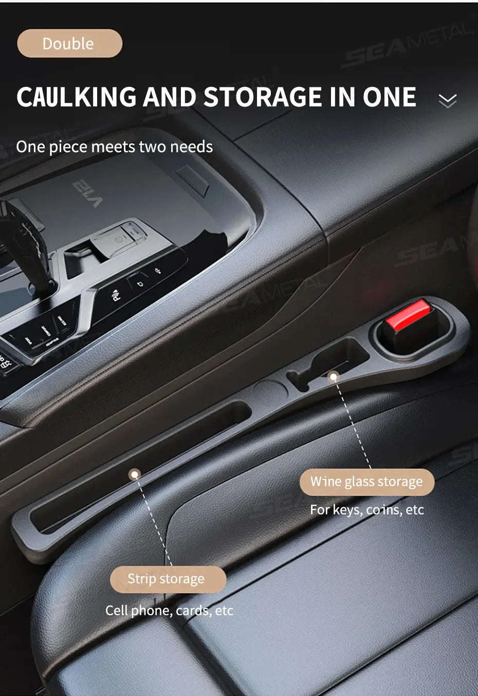 Upgraded Car Seat Gap Filler 2 Pcs Center Console Side Crevice Filler Strip - Image 12