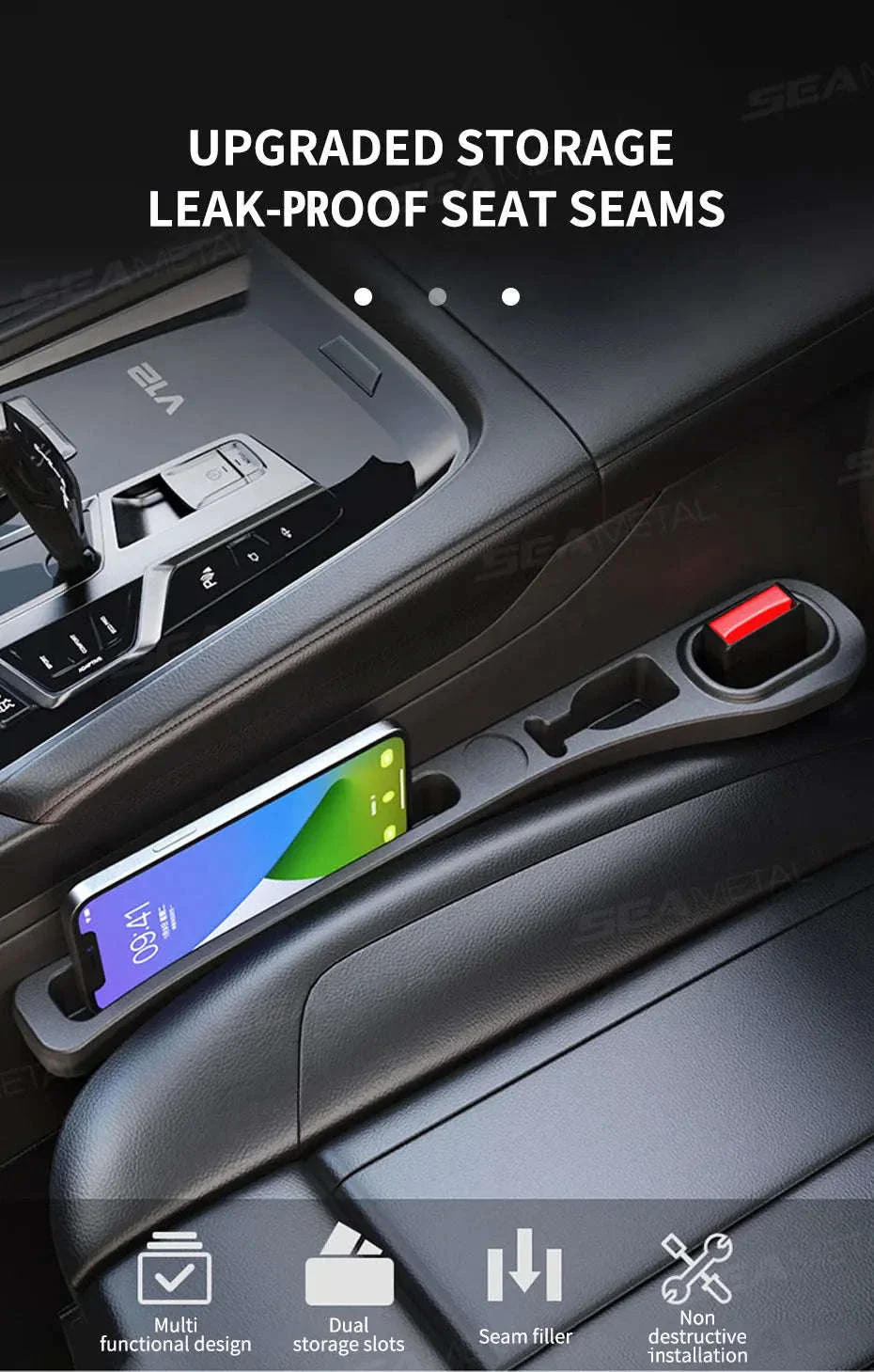Upgraded Car Seat Gap Filler 2 Pcs Center Console Side Crevice Filler Strip - Image 9