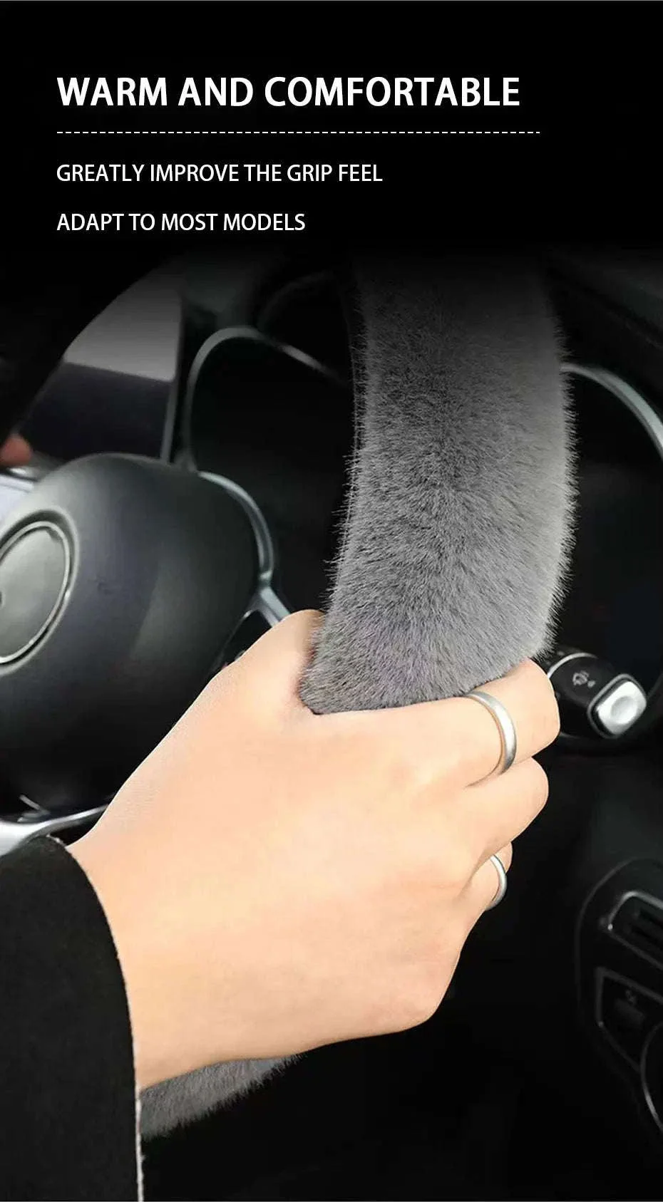 Winter Warm Plush Steering Wheel Cover for 37-39cm - Image 13